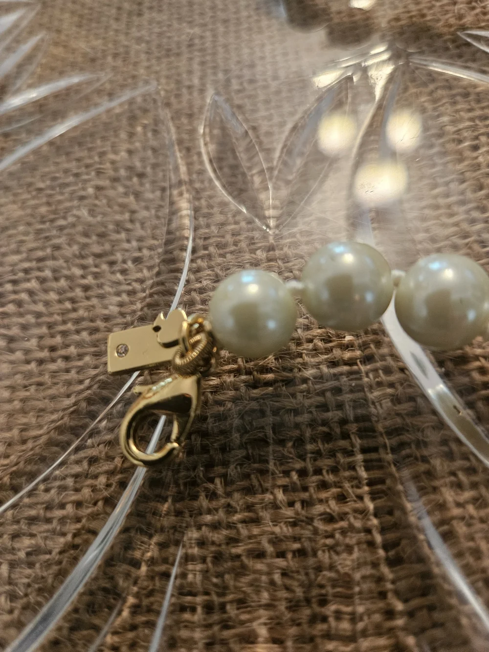 kate spade Pearl Bead Necklace in Cream with Gold Accents